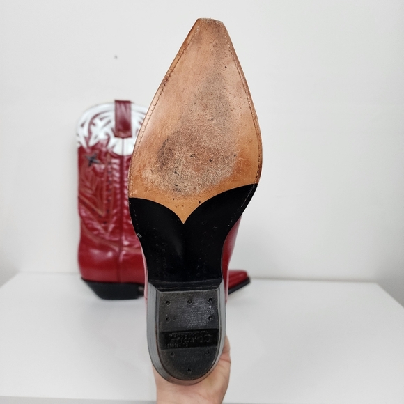 Don Quijote Red Western Cowboy Boots, Womens 10 Wide - Picture 5 of 6